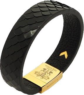 Black smart bracelet with gold clasp