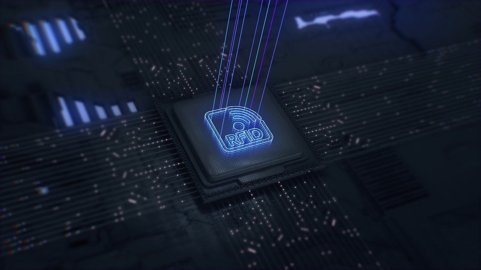 RFID chip and antenna circuitry